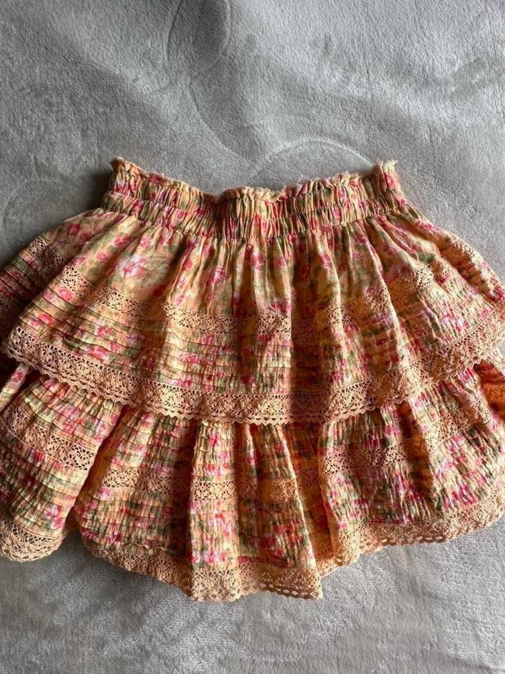 Aerie orange and pink ruffle mini skirt